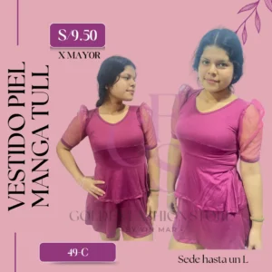 VESTIDO PIEL MANGA TULL 49C