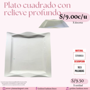 PLATO CUADRADO CON RELIEVE PROFUNDO
