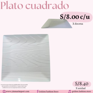 PLATO CUADRADO RELIEVE LLANO