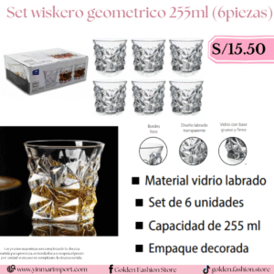 SET WISKERO GEOMETRICO 255 ML 6 PIEZAS
