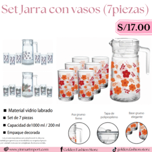 SET JARRA CON VASOS 7PIEZAS