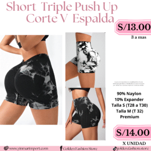 SHORT TRIPLE PUSH UP CORTE V ESPALDA